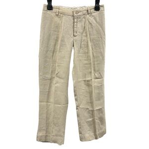 Gap Factory Women’s Linen Trouser Pants Beige 2 Mid Rise Straight Leg *Hemmed